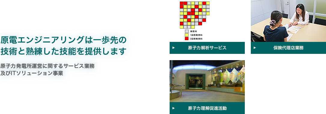 原電エンジニアリングは
一歩先の技術と熟練した技能を提供します - 原子力発電所運営に関するサービス業務及びITソリューション事業
